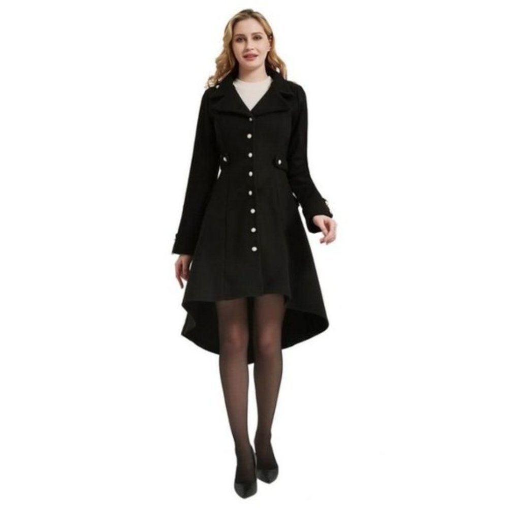 Women's Trench Coat Goth Outwear Bblack